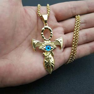 Men's Stainless Steel Cross <b>Necklace</b> With Horus Eye Pendant Gift Jewelry DZ801 - Product Image 5
