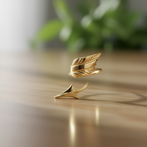 Pendientes de Pluma Dorada E2699, Aleación de Zinc, Joyería de Moda Unisex - Product Image 2