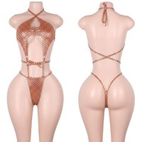 Tenue de danse exotique directement de l'usine : Ensemble bikini sirène à lacets dorés et string pour danseuses de club, idéal pour les soirées et les raves