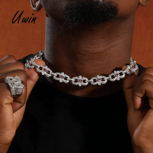 UWIN CH Cross Floral Infiniti catena a maglie 5A CZ ghiacciata a catena Infinity 8 <span class=keywords><strong>con</strong></span> collana da donna rosa blu Marquise zircone - Product Image 1