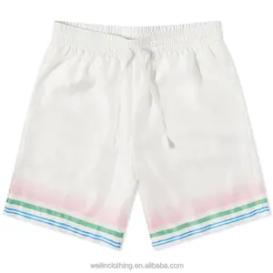 Custom full print summer casual lightweight satin silk shorts for men