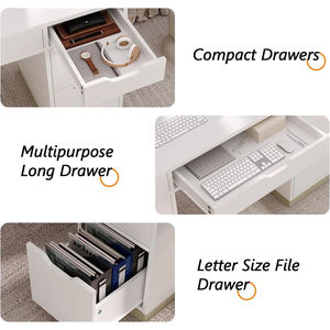 Bureau d'ordinateur moderne blanc haut de gamme JIAMEIJIA, personnalisable en gros, avec rangement multi-tiroirs - Product Image 5