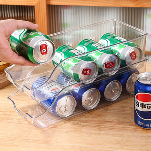 <b>Refrigerator</b> Beverage Storage Box Transparent Slanted Opening Rack For Cans And Fruits Food Grade Organizer - Product Image 1
