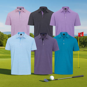 OEM Sports d'été Convient Ples Taille Hommes Dry Fit Golf Stripped Polos Logo personnalisé de haute qualité - Product Image 6
