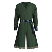 Tunique de Chevalier Templier Renaissance avec Ceinture, Costume de Scène Rétro Viking Pirate