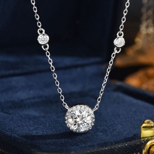 Moissanite Necklace S925 <b>Sterling</b> <b>Silver</b> Clavicle <b>Chain</b> Custom Pendant Geometry Design Jewelry <b>For</b> <b>Women</b> - Product Image 2