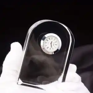 高品質クリスタルクリア時計ユニークなデザイン昇華クリスタルデスク時計クリスタル時計家の装飾用