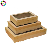 Boîte alimentaire personnalisée en papier kraft grande capacité avec fenêtre transparente, impression de logo personnalisée disponible pour la restauration, les pique-niques