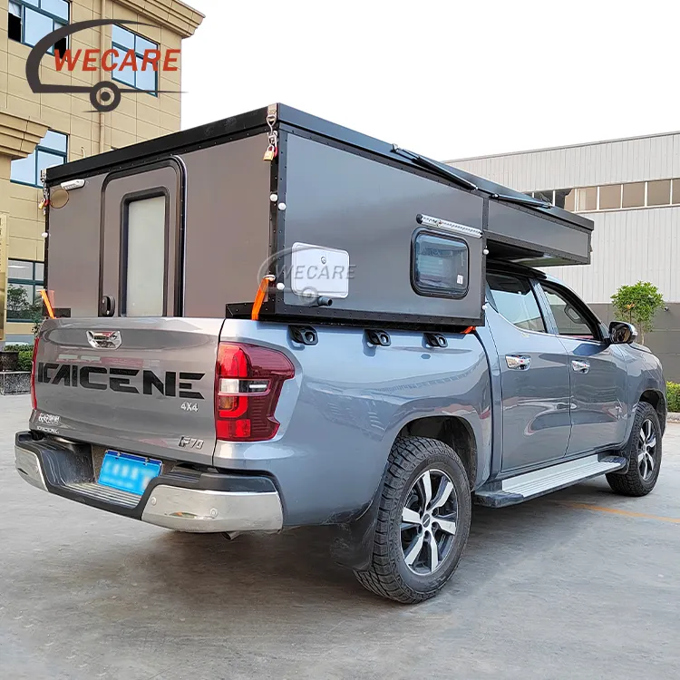 Wecare Luxury Off Road 4x4 Camper Slide In Pick Up Expedition Flatbed Truck Camper for Pickup