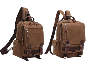 Solid Color <b>Canvas</b> Vintage Anti-Theft <b>Backpack</b> Unisex Outdoor Use Lightweight Zipper Arcuate Shoulder Strap 20 Litre Capacity - Product Image 3