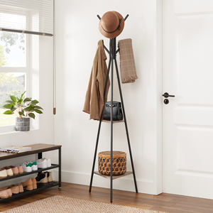 Armoire à vêtements <span class=keywords><strong>VASAGLE</strong></span> en bois avec 4 niveaux, <span class=keywords><strong>porte</strong></span>-<span class=keywords><strong>manteau</strong></span> autoportant pour salon, salle de bain, garde-robe - Rangement pour vêtements, chapeaux, sacs - Product Image 1