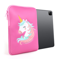 Tas Komputer Meja Anti Air dari Neoprena, Sarung Tablet Pelindung Anti Guncangan dengan Bordir Unicorn yang Lucu untuk iPad