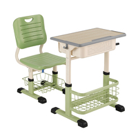 Ensemble chaise et bureau scolaire en plastique PP couleur personnalisée avec tiroir de rangement sous le bureau, design simple et moderne pour hôpital, maison et bureau