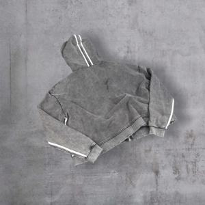 Sudaderas con Capucha para Hombre, Corte Cuadrado, con Rayas, Estilo Vintage, Lavado Ácido, con Cremallera, Desgastadas - Product Image 2