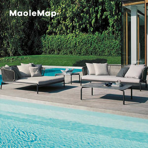 Chaises de restaurant Ensembles de jardin Fauteuils avec accoudoirs Mobilier d'extérieur en aluminium de luxe Canapé nordique Hôtel Patio Bistro Daybed <span class=keywords><strong>Transat</strong></span> Piscine - Product Image 4
