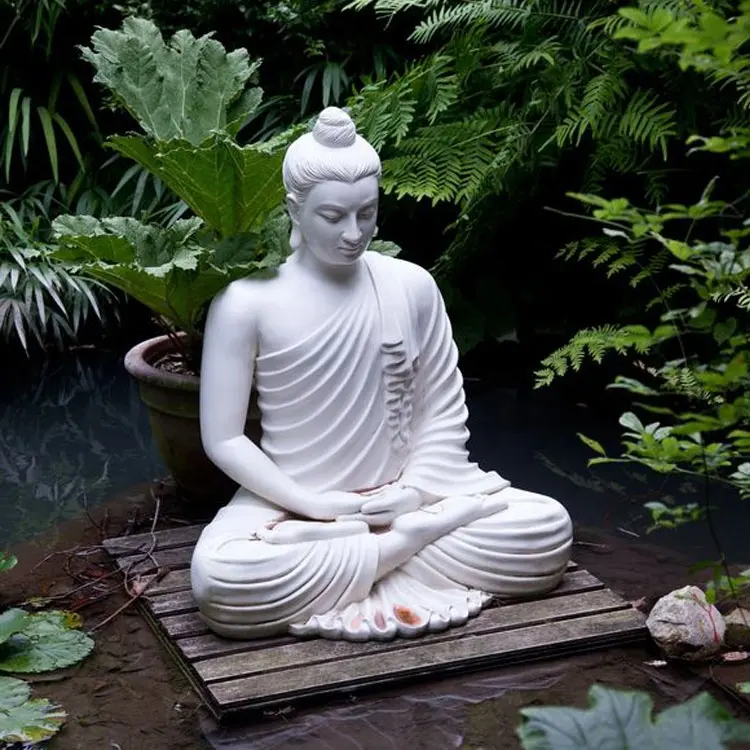 Garten Steins chnitzerei Buddha Statuen Outdoor Life Size Meditation Weißer Marmor Sitzende Statuen von Buddhas zu verkaufen