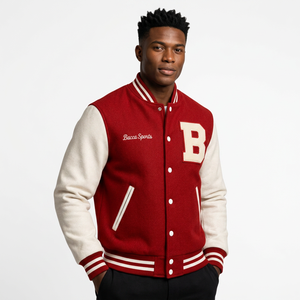 Custom Winter Varsity <b>Jacket</b> Men's Letterman | Wholesale <b>Baseball</b> <b>Bomber</b> <b>Jacket</b> Front | OEM/ODM Custom Embroidered Varsity - Product Image 1