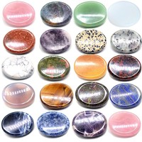 HZ 2026 Exclusif Pierre de massage ovale sculptée en quartz naturel pour le pouce, pour le soulagement du stress, Pierre de méditation en jade rose