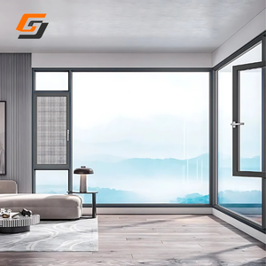หน้าต่างบานเปิดอลูมิเนียมกรอบดำแบบกำหนดเอง GS Foshan Triple Glass พร้อมมุ้งลวดแบบพับเก็บได้ในตัว - Product Image 6