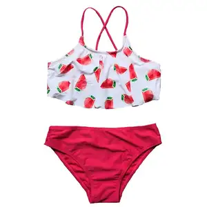 High Quality Girls Swimsuit Kids Cartoon Print Swimsuit Summer Bikini Bathing Suit 2 Piece Set Children Swimwear