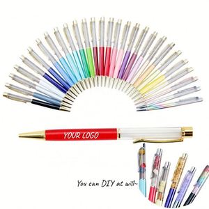 ปากกา DIY แบบหลอดเปล่าพร้อมโลโก้สั่งทำ ปากกาทรายเหลวลอยได้ ปากกาลูกลื่นโลหะ สำหรับอุปกรณ์สำนักงานและธุรกิจ - Product Image 1