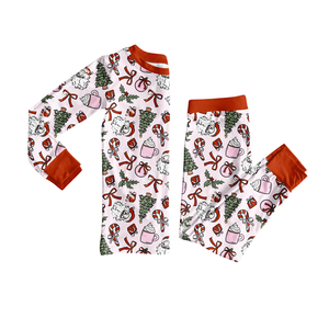 Pyjamas personnalisés pour petites filles et père Noël Boutique de vêtements pour enfants Vente en gros - Product Image 1