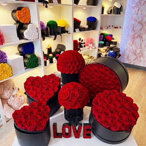 Rosas Reales Preservadas con Logotipo Personalizado en Caja Redonda en Forma de Corazón, Flores de Rosa Eternas para Regalo del Día de San Valentín - Product Image 1