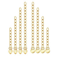 Cadena de extensión de oro laminado de 2.3mm, extensor de cable de 2/3/4/5CM con estampado 14K de 1/20, círculo de 4mm y colgante de corazón de 3.5mm