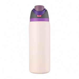 Bouteille isotherme sport en acier inoxydable à double paroi de 32 oz avec logo personnalisé, revêtement poudré et paille - Product Image 2