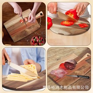 Tabla de cortar de madera de dos piezas con asa, bandeja de servir de madera de acacia, forma rectangular para cocina y comedor - Product Image 2