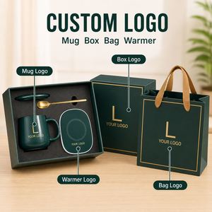 Juego de Tazas de Café de Cerámica Blancas para Oficina, con Calentador de Tazas, Tapa y Cuchara, Logotipo Personalizado, Caja de Regalo Corporativa - Product Image 5