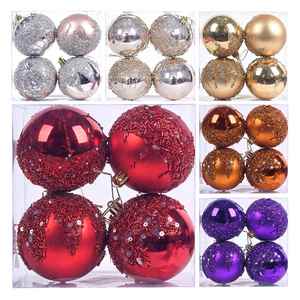 Nouvelles Boules Lumineuses Transfrontalières de 8 cm avec Paillettes Diamantées, Ornements de Sapin de Noël en Plastique Mat Électroplaqué, Boîte Festive - Product Image 1