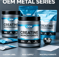 Créatine monohydrate en poudre OEM 300g Haute pureté Complément alimentaire pour adultes Croissance musculaire Énergie Soutien immunitaire Sans saveur