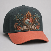 Casquette de baseball personnalisée style Old English, 5 panneaux, visière incurvée, style Dad Hat, streetwear urbain West Coast, vente en gros, faible MOQ