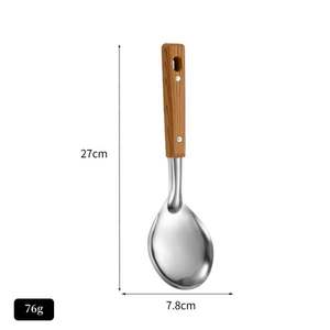 Utensilios de Cocina de Acero Inoxidable con Mango de Madera Aislante, Juego de Cucharas y Cucharones para el Hogar y la Cocina - Product Image 6