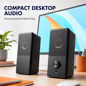 10W USB-A Type-C One Cable Wired Computer Speakers 2.0 Stereo Desktop PC Laptop Speakers with AUX Input and Volume Control - Product Image 1