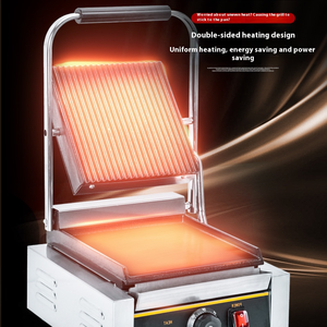 Grill panini électrique commercial, machine à sandwich professionnelle, grill de contact commercial à rainures 220V et 110V - Product Image 5