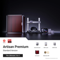 Imprimante 3D industrielle Snapmaker Artisan Premium 3-en-1 à double extrusion, laser 40W, CNC 200W, laser 1064nm, boîtier inclus