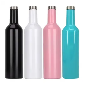 750毫升葡萄酒玻璃杯防漏盖不锈钢旅行瓶双壁绝缘酒瓶
