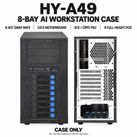 HY-A49 Châssis de serveur/machine de travail métallique 8 baies à échange à chaud, montable en rack, avec backplane EATX SAS SATA, alimentation ATX CRPS et 8 emplacements PCIe pour GPU, en stock