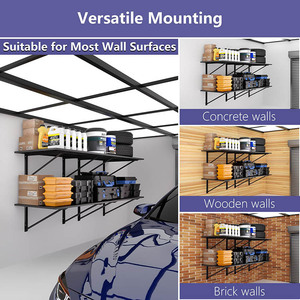 JH-Mech 2Pack 2X6Ft מדפי מוסך 72 אינץ' מדף קיר מוסך מתלה אחסון מדפים צפים מוסך מתכת מדפי קיר - Product Image 4