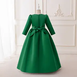 Wholesale Kids Muslim Clothing Dresses Green Long Sleeves Kids Abayas Girls Prayer Dress Islam Abaya