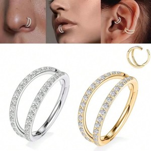 Anillos de Nariz de cristal de <span class=keywords><strong>doble</strong></span> capa de acero inoxidable 316L, pendientes de cartílago, anillos de <span class=keywords><strong>labio</strong></span>, para <span class=keywords><strong>el</strong></span> cuerpo <span class=keywords><strong>Piercing</strong></span>, joyería - Product Image 1