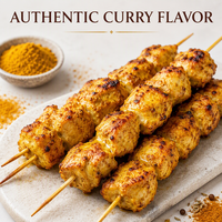 Brochettes de poulet au curry, poulet mariné tendre, collation pour la restauration, les services de traiteur