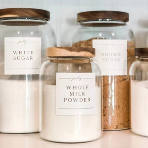 Home organization Nordic style dry fruits cookie stash acacia jar canister set kitchen Pantry storage big glass jars