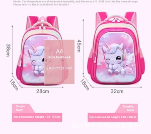 Mignon 3D Licorne Arc-En-<span class=keywords><strong>Cheval</strong></span> Princesse <span class=keywords><strong>Cartable</strong></span> Nouvelle Édition Fabriqué en Oxford PC Matériel pour les Étudiants du Primaire - Product Image 3