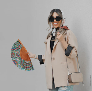 Hand Fan With Logo Floral Hand Japanese Folding Custom Wood Chinese Fan by Hand Personalized Foldable Music Festival Fan - Product Image 6