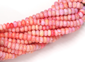 Compre Beautiful Mango Pink Bio Opal Smooth Rondelle Shape Beads 15 "pulgadas de longitud 5 a 8MM Pink Gemstone Beads para usos de joyería - Product Image 5