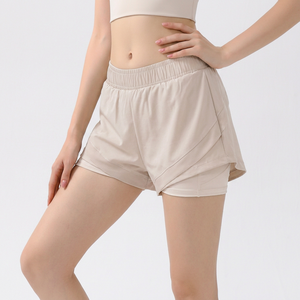 Shorts Deportivos Elásticos de Cintura Alta para Mujer, Doble Capa, con Bolsillo Oculto para Teléfono, Transpirables, de Secado Rápido, para Correr y Hacer Ejercicio, Venta al Por Mayor - Product Image 1
