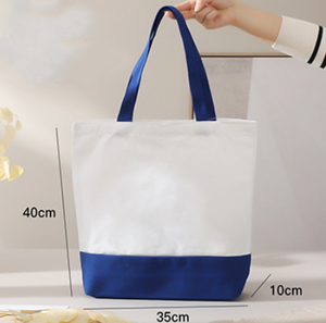 Sacs d'épicerie réutilisables imprimés avec logo personnalisé, sacs fourre-tout en toile de coton pliables à la mode, technique de sublimation, sacs en toile unie - Product Image 2